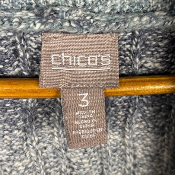 Chico's Sweater Vest Sz 3 (XL) Longline Office Boho Fall Chunky Cotton Lagenlook - Picture 4 of 9